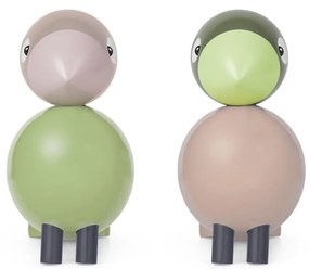 Kay Bojesen Drevený vtáčik Lovebirds Light Green / Rose – sada 2 ks