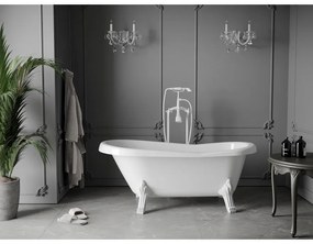 Mexen Retro, voľne stojaca vaňa 150 x 73 cm, biela, biele nohy, 53251507300-20