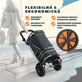 Nákupná taška na kolieskach EASY, 50l, čierna Jurhan