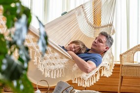 La Siesta BOSSANOVA KINGSIZE Mono Latte  - luxusná hojdacia sieť, ktorá sa dokonale prispôsobí krivkám vášho tela, 100 % organická bavlna