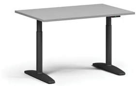 Výškovo nastaviteľný stôl OBOL, elektrický, 675-1325 mm, doska 1200x800 mm, čierna zaoblená podnož, sivá
