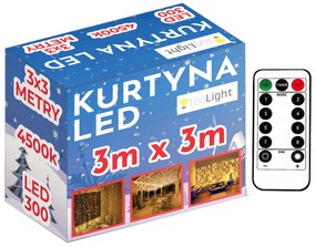 Tutumi, LED svetelný záves 300 diód 3x3m 311334, teplá biela, CHR-06320