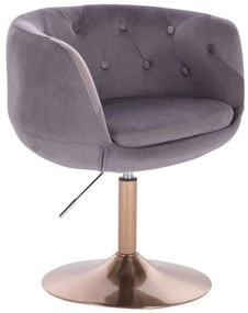 LuxuryForm DESIGN Kreslo MONTANA VELUR na zlatom tanieri - šedé
