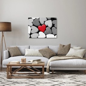 Sklenený obraz drevených srdiečok (70x50 cm)