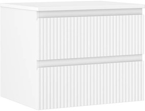 Mexen Rivel, kúpeľňová skrinka 60 cm s pracovnou doskou, 2 zásuvky, drážkovaná, biela matná, 91A20-06047-2-BFFC01
