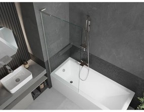 Mexen Next L, 1-krídlová vaňová zástena 80 x 150 cm, transparent, 6mm číre sklo, profil brúsená oceľ, 895-080-000-03-00-97