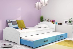 Interbeds Jednolôžková posteľ Lili3 Biela pre teenagerov 200x90 s matracom, rozkladacia - modrá