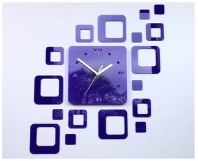 3D nalepovacie hodiny Roman Quadrat fialové
