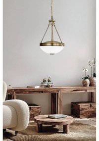 Závesné svietidlo v bielej a zlatej farbe so skleneným tienidlom ø 31 cm SAVOY – EGLO