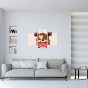 Obraz - Medvedík s červeným šálom (90x60 cm)