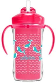 Termohrnček so slamkou, 300 ml, ružový