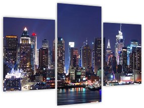Obraz - Osvetlené New Yorské mrakodrapy (90x60 cm)