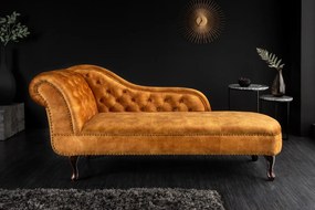Leňoška CHESTERFIELD, zamatovo horčicovo žltá