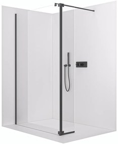 CERANO - Prídavný panel k sprchovej zástene Onyx - čierna matná, transparentné sklo - 30x200 cm, CER-CER-537352