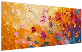 Obraz - Maľba farebných kvetov (120x50 cm)