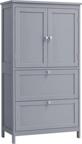 Stojaci Kúpeľňový Skrinka s 2 Zásuvkami a 2 Dverami, 30 x 60 x 110 cm, šedá