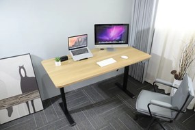 Výškovo nastaviteľný elektrický stôl BestBerg BBAT-16BWD / rozmer 160x80 cm / výška 85-130 cm / čierna/drevo