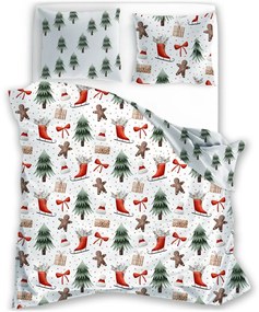 Vianočné bavlnené posteľné obliečky – motív Medovníček a Vianočný les - 100% bavlna - 70 x 90 cm + 140 x 200 cm