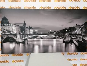 Obraz oslňujúca panoráma Paríža v čiernobielom prevedení