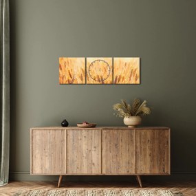 Obraz - pole s obilím (s hodinami) (90x30 cm)