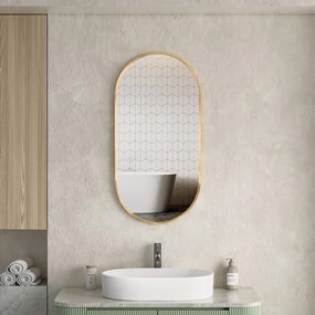 Erga Oval, oválne zrkadlo 45x90cm, zlatý rám, ERG-V01-OVAL-4590-GD