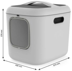 Rotho 2. akosť - Mačacia toaleta, krytý záchod pre mačky CAT XXL - biela