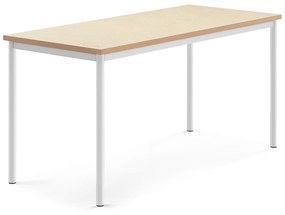 Stôl SONITUS, 1600x700x760 mm, linoleum - béžová, biela