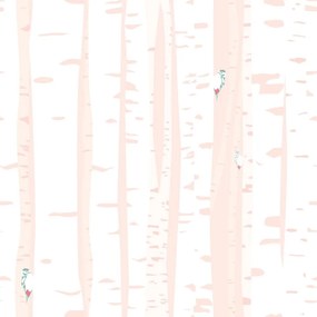 Tapeta ružové brezové stromy - 75x1000 cm