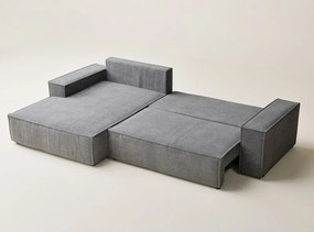 Sivá ženilková rozkladacia/s úložným priestorom rohová pohovka (ľavý roh/s leňoškou) Maze – Maison de Rêve