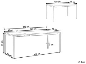 Rozkladací jedálenský stôl 160/210 x 90 cm čierny AVIS Beliani