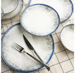 Jedálenská súprava 24 ks biela/modrá/porcelán