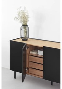 Čierna nízka komoda v dekore duba 165x78 cm Arista – Teulat