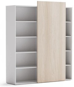 PLAN Skriňa vysoká otvorená BLOCK White, 1600 x 400 x 1748, dub prírodný