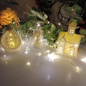 DECOLED Keramický betlehem, 7,8 x 5,5 x 10 cm, teplá biela, 2xLR44