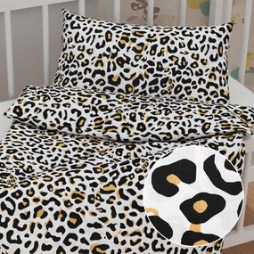 Biante Detské bavlnené posteľné obliečky do postieľky Sandra SA-409 Leopardí vzor na bielom Do postieľky 90x120 a 40x60 cm