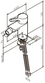 Bidetová batéria AM.PM X-Joy S FXB83100 jednopáková s odtokovým ventilom, chróm