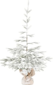 Stromček v jutovom obale - umelý smrek, 120 cm, zasnežený Farba: Biela