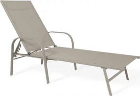 Béžové záhradné lehátko s nastaviteľným operadlom – ideálne na relaxáciu