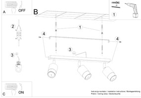 Bodové svietidlo Nero, 3x čierne kovové tienidlo, (možnosť polohovania), g