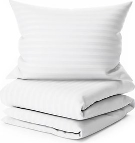 Hotelové obliečky z mikrovlákna JASMINE biele - prúžok 2 cm, hotelové vrecko Rozmer obliečky: 70 x 90 cm | 140 x 200 cm