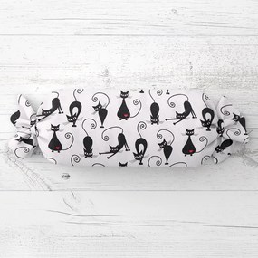 Biante Detský vankúš valec bonbon Sandra SA-019 Čierne mačky 15x40 cm