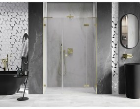 Mexen Lunar L, výklopné pravé sprchové dvere 130 cm, 8mm číre sklo, zlatý matný profil, 834SL-130-050-55-00-P