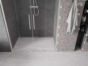 Mexen Velar Duo, posuvné sprchové dvere do otvoru 150 cm, 8mm číre sklo, brúsená oceľ, 871-150-000-02-97