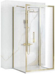 Rea Rapid Swing, 3-stenový sprchovací kút 80 (dvere) x 90 (stena) x 90 (stena) x 195 cm, 6mm číre sklo, zlatý lesklý profil, KPL-09401
