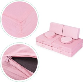 DIY veľká skladacia modulárna pohovka pre deti 8 mäkkých vankúšov - ružová ECOTOYS