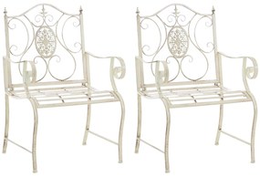 Kovová stolička Punjab s područkami (SET 2 ks) - Krémová antik