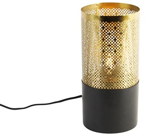 Industriálna stolná lampa čierna so zlatou - Raspi