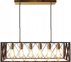 Luster na lanku FRAME 6xE27/60W/230V čierna/zlatá