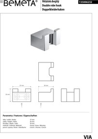 Bemeta Design VIA: Háčik, dvojitý - 135006232