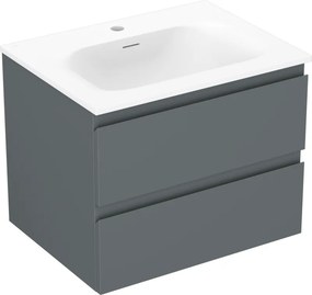 Mexen Orio, kúpeľňová skrinka 60 cm s umývadlom Vela, 2 zásuvky, grafitová matná/biela matná, 91A10-06047-2-BFF66-W23M01